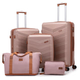 CONCEPTEN Expandable Luggage Sets 5 Piece, Hard Case Suitcase Set with Spinner Wheels,22x14x9 Airline Approved Carry on,Lightweight Durable Suitcase with TSA Lock (Champagne Gold)