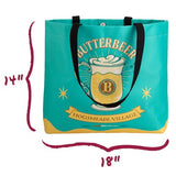 ConQuest Journals Harry Potter Butterbeer Tote Bag, Durable Woven Polyester, Snap Closure, Patterned Inside Pocket, Elastic Wand/Pen Loop, 18'' x 14'' x 4'', Officially Licensed Wizarding World Merch