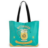 ConQuest Journals Harry Potter Butterbeer Tote Bag, Durable Woven Polyester, Snap Closure, Patterned Inside Pocket, Elastic Wand/Pen Loop, 18'' x 14'' x 4'', Officially Licensed Wizarding World Merch