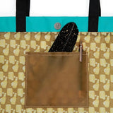ConQuest Journals Harry Potter Butterbeer Tote Bag, Durable Woven Polyester, Snap Closure, Patterned Inside Pocket, Elastic Wand/Pen Loop, 18'' x 14'' x 4'', Officially Licensed Wizarding World Merch