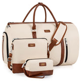 Convertible 2 - in - 1 Garment Bags for Travel, 50L Carry On Garment Duffle Bag With Shoe Compartment Large Weekender Bag for Women Men Hanging Suitcase Suit Travel Duffel Overnight Bags 4pcs Set