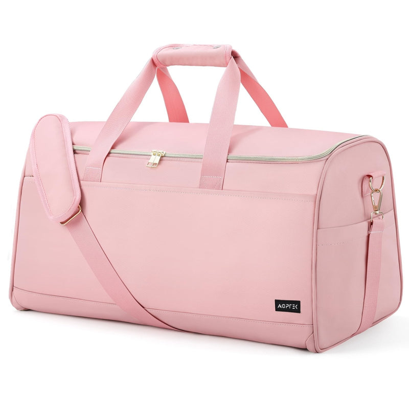 Convertible Travel Garment Bag, Carry on Garment Duffel Bag, 2 in 1 Hanging Dress Suitcase Suit Travel Bags, for Business Trips with Shoe Compartment & Multiple Pockets, AGPTEK (Pink)
