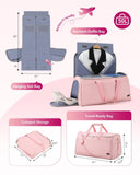 Convertible Travel Garment Bag, Carry on Garment Duffel Bag, 2 in 1 Hanging Dress Suitcase Suit Travel Bags, for Business Trips with Shoe Compartment & Multiple Pockets, AGPTEK (Pink)