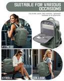 coofay Travel Backpack for Women Men Carry on Backpack for Travel Backpack Carry on Flight Approved Personal Item Travel Bag Mochila de Viaje Green