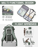 coofay Travel Backpack for Women Men Carry on Backpack for Travel Backpack Carry on Flight Approved Personal Item Travel Bag Mochila de Viaje Green
