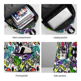 Cool Graffiti Novelty Pattern Backpack School Bag Lightweight Bookbag Casual Daypack for Girls Boys Kids Women Men Travel Laptop 16 Inch