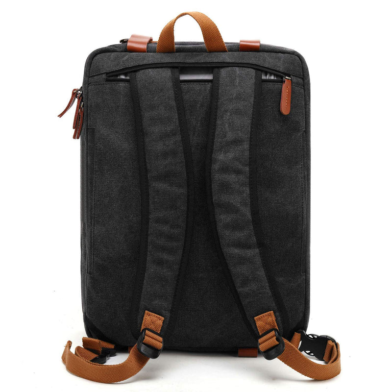 CoolBELL 15.6Inches Convertible Backpack Messenger Shoulder bag Laptop Case Handbag Business Briefcase Multi - functional Travel Rucksack Fits 15.6 Inch Laptop For Men/Women (Cancas Black)