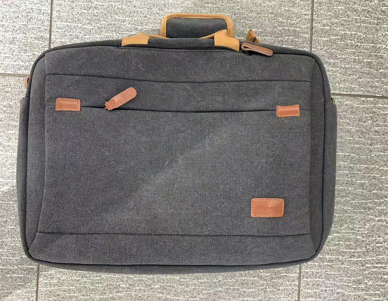 CoolBELL 17.3 Inches Convertible Laptop Messenger Bag Shoulder Bag Canvas Backpack Oxford Cloth Multi - Functional Briefcase For Men Women (Canvas Black)
