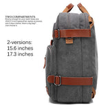 CoolBELL Convertible Backpack Messenger Shoulder bag Laptop Case Handbag Business Briefcase Multi-functional Travel Rucksack Fits 15.6 Inch Laptop For Men/Women (Cancas Dark Grey)