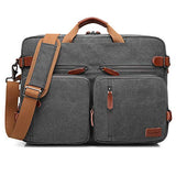 CoolBELL Convertible Backpack Messenger Shoulder bag Laptop Case Handbag Business Briefcase Multi-functional Travel Rucksack Fits 15.6 Inch Laptop For Men/Women (Cancas Dark Grey)