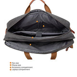 CoolBELL Convertible Backpack Messenger Shoulder bag Laptop Case Handbag Business Briefcase Multi-functional Travel Rucksack Fits 15.6 Inch Laptop For Men/Women (Cancas Dark Grey)