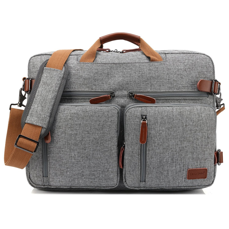 CoolBELL Convertible Backpack Messenger Shoulder bag Laptop Case Handbag Business Briefcase Multi - functional Travel Rucksack Fits 15.6 Inch Laptop For Men/Women (Grey)