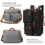 CoolBELL Convertible Backpack Messenger Shoulder bag Laptop Case Handbag Business Briefcase Multi - functional Travel Rucksack Fits 15.6 Inch Laptop For Men/Women (Grey)