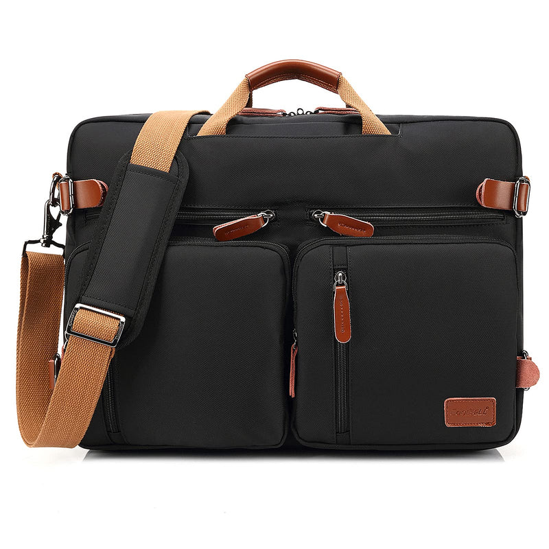 CoolBELL Convertible Backpack Messenger Shoulder Bag Laptop Case Handbag Business Briefcase Multi - Functional Travel Rucksack Fits 17.3 Inch Laptop for Men/Women (Black)
