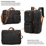 CoolBELL Convertible Backpack Messenger Shoulder bag Laptop Case Handbag Business Briefcase Multi-functional Travel Rucksack Fits 17.3 Inch Laptop For Men/Women (Canvas Black)