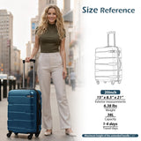 Coolife Carry On Luggage 22x14x9 Airline Approved Hardside PC+ABS Suitcase with TSA Lock, Lightweight Rolling Travel Luggage with Spinner Wheels(Caribbean Blue, 20in)