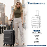 Coolife Carry On Luggage 22x14x9 Airline Approved Hardside PC+ABS Suitcase with TSA Lock, Lightweight Rolling Travel Luggage with Spinner Wheels(Charcoal, 20in)