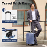 Coolife Carry On Luggage Airline Approved with Spinner Wheels, Hard Shell Suitcase TSA Lock Lightweight Travel Luggage 20 - inch,Blue