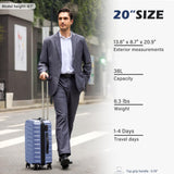 Coolife Carry On Luggage Airline Approved with Spinner Wheels, Hard Shell Suitcase TSA Lock Lightweight Travel Luggage 20 - inch,Blue