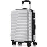 Coolife Carry On Luggage Airline Approved with Wheels Hard Shell Suitcase Spinner TSA Lock Telescopic Handle 20 - inch,Silver