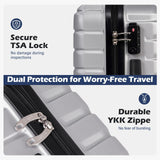 Coolife Carry On Luggage Airline Approved with Wheels Hard Shell Suitcase Spinner TSA Lock Telescopic Handle 20 - inch,Silver