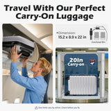 Coolife Carry On Luggage Airline Approved with Wheels Hard Shell Suitcase Spinner TSA Lock Telescopic Handle 20 - inch,Silver