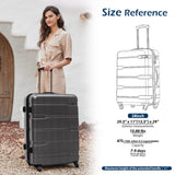 Coolife Expandable Large Checked Luggage Hardside PC+ABS Suitcase with TSA Lock, Lightweight Rolling Carry On with Spinner Wheels(Charcoal, 28in)
