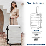 Coolife Expandable Large Checked Luggage Hardside PC+ABS Suitcase with TSA Lock, Lightweight Rolling Carry On with Spinner Wheels(White, 28in)