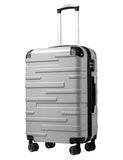 Coolife Hardside Carry - On Luggage with TSA Lock, Spinner Wheels, Telescopic Handle, Lightweight Suitcase (Silver, S(20in_carry on))