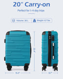Coolife Hardside Carry - On Luggage with TSA Lock, Spinner Wheels, Telescopic Handle, Lightweight Suitcase (Silver, S(20in_carry on))