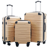 Coolife Hardside Luggage 3 Piece Set with TSA Lock, Spinner Wheels, Telescopic Handle, Lightweight Travel Suitcases (Champagne, 3 piece set)