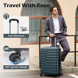 Coolife Lightweight Luggage with TSA Lock,Large Checked Teal Blue
