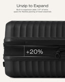 Coolife Luggage 3 Piece Set Durable Upgrade PC Expandable Hardside Lightweight Travel Suitcases with Dual Spinner Wheels & TSA Lock, 20/24/28 (20" Expandable) (Black, 3 - Piece Set (20/24/28))