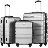 Coolife Luggage 3 Piece Set, Lightweight Durable Hardshell Suitcase set with 360° Spinner Wheels, TSA - approved Lock, Checked Family Travel Luggage sets, 20/24/28 Inch, Silver