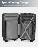 Coolife Luggage 3 Piece Set PC+ABS Hardshell Suitcases with TSA Lock, Spinner Lightweight (navy, 3 piece set)