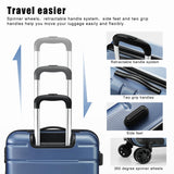 Coolife Luggage 3 Piece Set Suitcase Spinner ABS+PC Hardshell Lightweight TSA Lock USB Port, 20in 24in 28in Carry on Expandable (only 28’’), Ice Blue