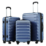 Coolife Luggage 3 Piece Set Suitcase Spinner ABS+PC Hardshell Lightweight TSA Lock USB Port, 20in 24in 28in Carry on Expandable (only 28’’), Ice Blue