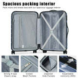 Coolife Luggage 3 Piece Set Suitcase Spinner ABS+PC Hardshell Lightweight TSA Lock USB Port, 20in 24in 28in Carry on Expandable (only 28’’), Ice Blue