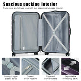 Coolife Luggage 3 Piece Set Suitcase Spinner ABS+PC Hardshell Lightweight TSA Lock USB Port, 20in 24in 28in Carry on Expandable (only 28’’), Purple