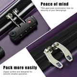 Coolife Luggage 3 Piece Set Suitcase Spinner ABS+PC Hardshell Lightweight TSA Lock USB Port, 20in 24in 28in Carry on Expandable (only 28’’), Purple