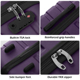 Coolife Luggage 3 Piece Set Suitcase Spinner Hardshell Lightweight TSA Lock (purple, 20/24/28)