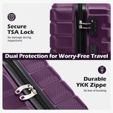 COOLIFE Luggage Expandable Suitcase PC ABS TSA Luggage 3 Piece Set Lock Spinner Carry on (purple, 3 piece set)