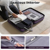 COOLIFE Luggage Expandable Suitcase PC ABS TSA Luggage 3 Piece Set Lock Spinner Carry on (purple, 3 piece set)