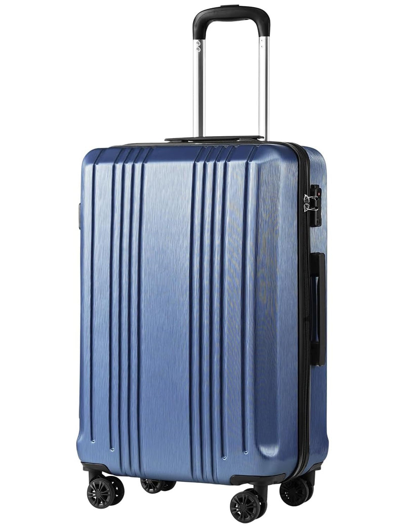Coolife Luggage PC+ABS Hardshell Suitcase with TSA Lock, Spinner Carry On Lightweight (ice blue, S(20in_carry on))