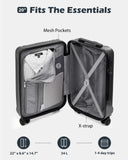 Coolife Luggage PC+ABS Hardshell Suitcase with TSA Lock, Spinner Carry On Lightweight (ice blue, S(20in_carry on))
