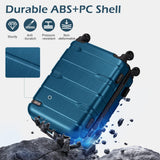 Coolife Luggage Set 3 Piece Hardside PC+ABS Suitcase with TSA Lock, Expandable Large Checked Luggage, Lightweight Rolling Carry On with Spinner Wheels(20/24/28 Inch, Caribbean Blue)