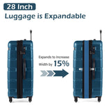 Coolife Luggage Set 3 Piece Hardside PC+ABS Suitcase with TSA Lock, Expandable Large Checked Luggage, Lightweight Rolling Carry On with Spinner Wheels(20/24/28 Inch, Caribbean Blue)