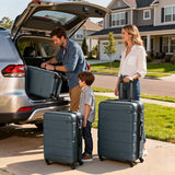 Coolife Luggage Set 3 Piece Hardside PC+ABS Suitcase with TSA Lock, Expandable Large Checked Luggage, Lightweight Rolling Carry On with Spinner Wheels(20/24/28 Inch, Teal)