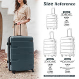 Coolife Luggage Set 3 Piece Hardside PC+ABS Suitcase with TSA Lock, Expandable Large Checked Luggage, Lightweight Rolling Carry On with Spinner Wheels(20/24/28 Inch, Teal)