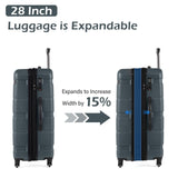 Coolife Luggage Set 3 Piece Hardside PC+ABS Suitcase with TSA Lock, Expandable Large Checked Luggage, Lightweight Rolling Carry On with Spinner Wheels(20/24/28 Inch, Teal)